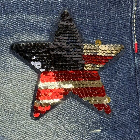 Jordache Girls Size 10 (26 x 3) Sequined American Flag Star Denim Shorts - Picture 4 of 12